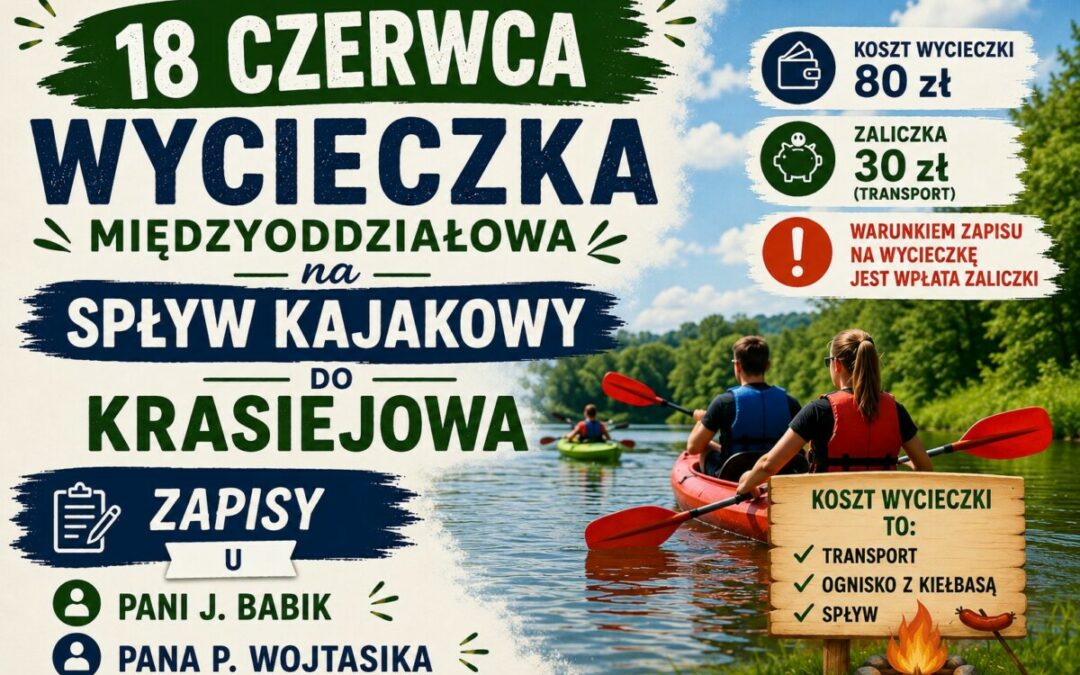 Wycieczka na Spływ Kajakowy do Krasiejowa – zapisy
